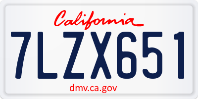CA license plate 7LZX651