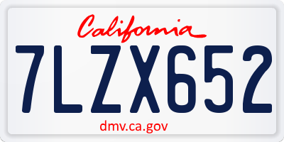 CA license plate 7LZX652
