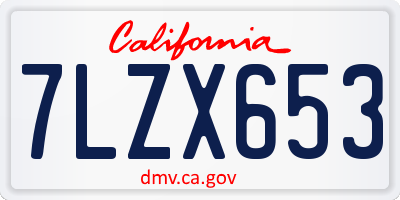 CA license plate 7LZX653