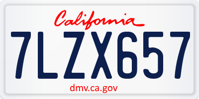 CA license plate 7LZX657