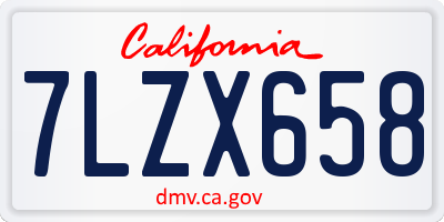 CA license plate 7LZX658