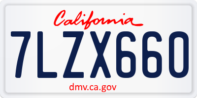 CA license plate 7LZX660