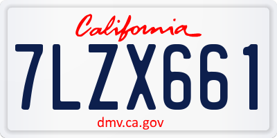 CA license plate 7LZX661