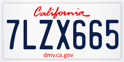 CA license plate 7LZX665