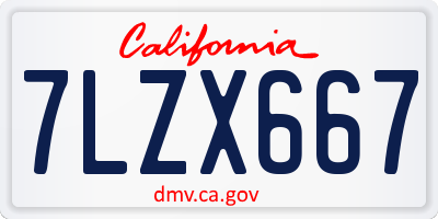 CA license plate 7LZX667