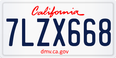 CA license plate 7LZX668