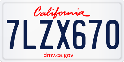 CA license plate 7LZX670