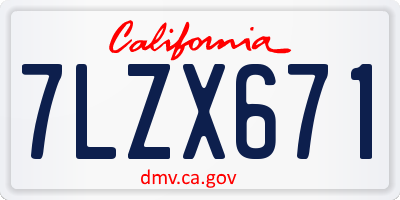 CA license plate 7LZX671