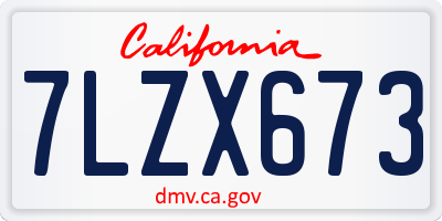 CA license plate 7LZX673