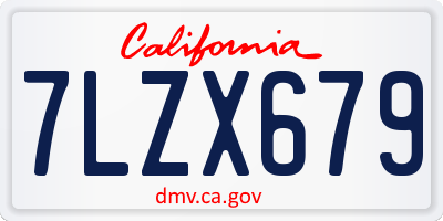 CA license plate 7LZX679