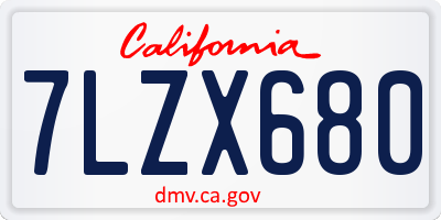CA license plate 7LZX680
