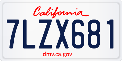 CA license plate 7LZX681