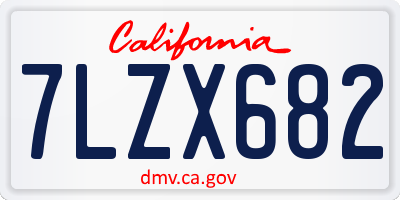 CA license plate 7LZX682