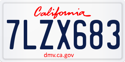 CA license plate 7LZX683