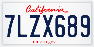 CA license plate 7LZX689