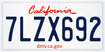 CA license plate 7LZX692