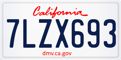 CA license plate 7LZX693