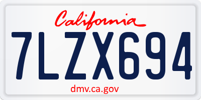 CA license plate 7LZX694