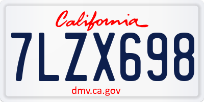 CA license plate 7LZX698