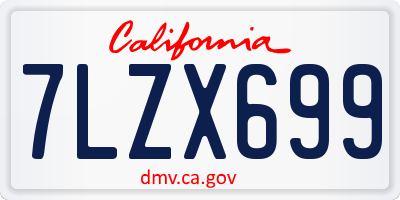 CA license plate 7LZX699