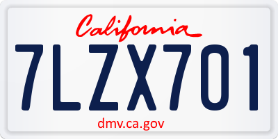 CA license plate 7LZX701