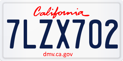 CA license plate 7LZX702