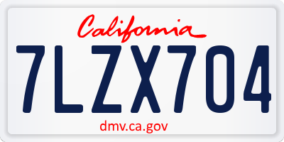 CA license plate 7LZX704