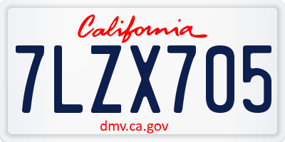 CA license plate 7LZX705