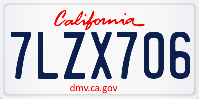 CA license plate 7LZX706