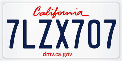 CA license plate 7LZX707