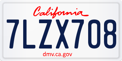 CA license plate 7LZX708