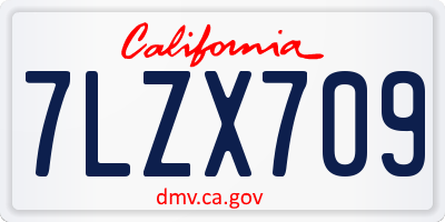 CA license plate 7LZX709