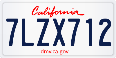 CA license plate 7LZX712