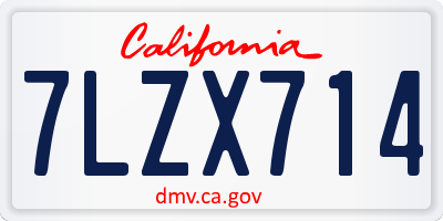 CA license plate 7LZX714