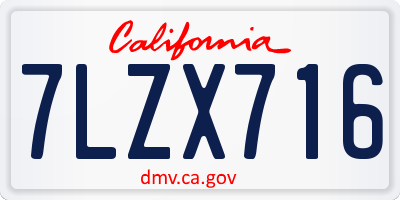 CA license plate 7LZX716