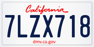 CA license plate 7LZX718