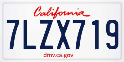 CA license plate 7LZX719