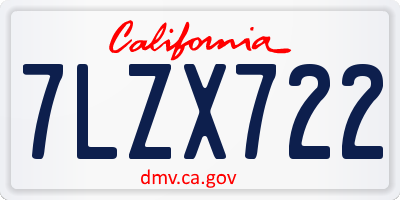 CA license plate 7LZX722