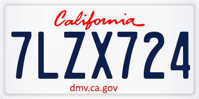 CA license plate 7LZX724