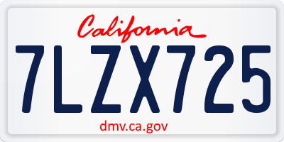CA license plate 7LZX725