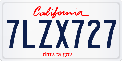 CA license plate 7LZX727