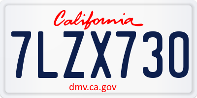 CA license plate 7LZX730