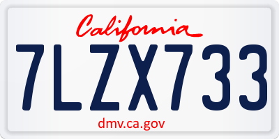 CA license plate 7LZX733