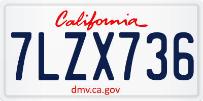 CA license plate 7LZX736