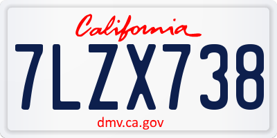 CA license plate 7LZX738