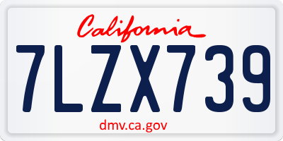 CA license plate 7LZX739