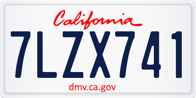 CA license plate 7LZX741