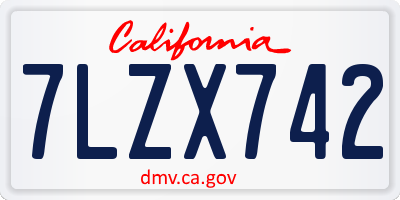 CA license plate 7LZX742