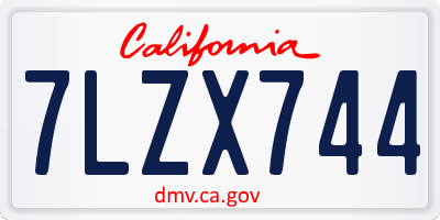 CA license plate 7LZX744