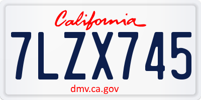 CA license plate 7LZX745